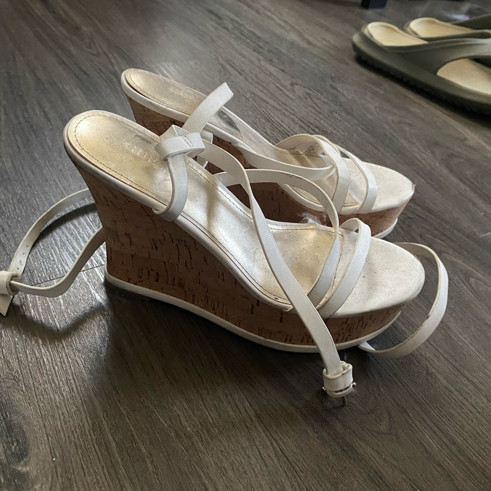 Elegant White Wedge Sandals